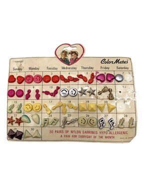 Vintage Hypo-Allergenic Nylon Earrings Colorful 1980s ColorMates Shalom Intl
